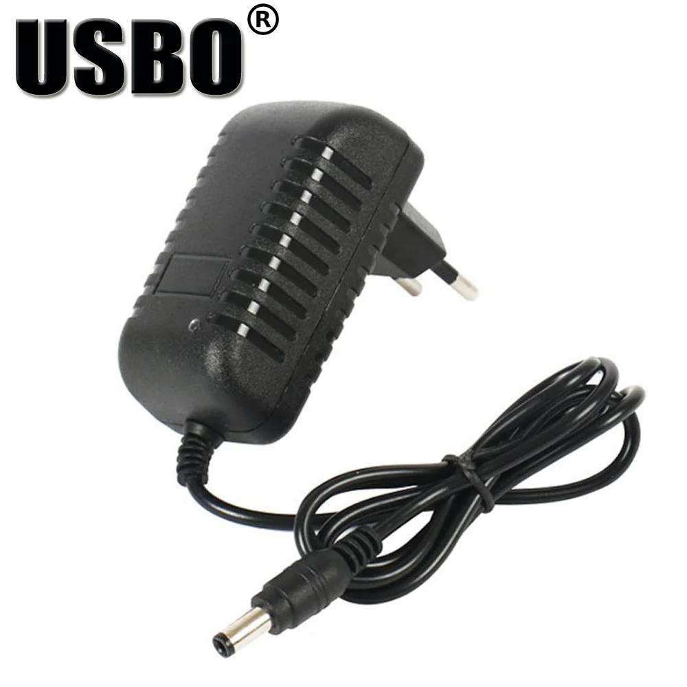 Black 12V European universal DC Charger 5.5*2.5mm & 5.5*2.1mm set top