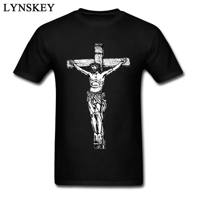 Jesus On Cross T Shirt For Men Cool Design 100% Cotton Round Collar No