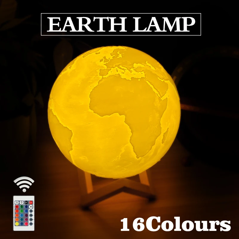  3D Light Print Earth Lamp Jupiter Lamp Colorful Moon Lamp Rechargeable Change Touch Usb Led Night L - 1000005550699
