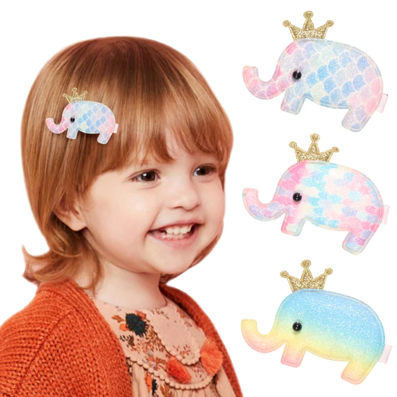 MeryYuer Glitter Elephant Hairpins Kid Children Barrette Snap Hair