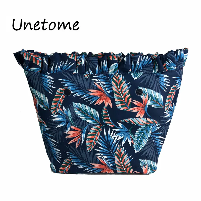 

Floral Border Lining Colorful Print Waterproof Zipper Pocket for Classic Mini Obag Canvas Coating Insert for O Bag