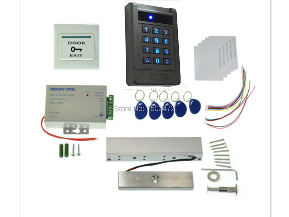 

RFID ID Reader+Keyfob Access Control Kit Electric Strike Door Lock Magnetic Lock