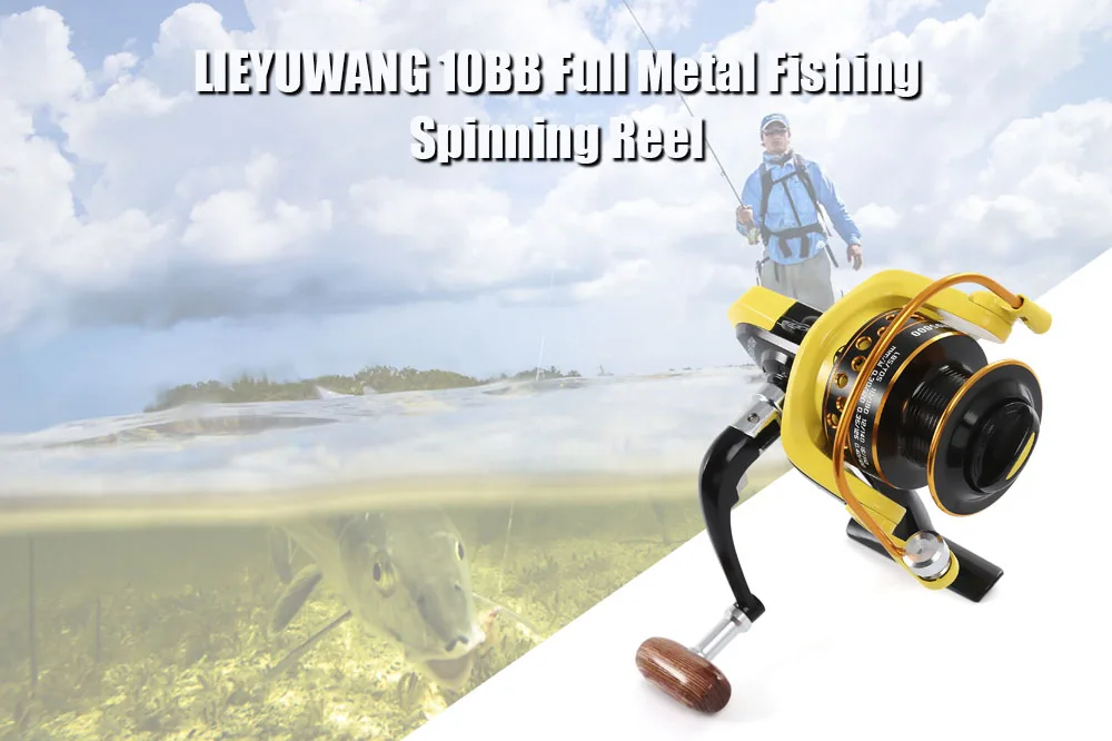 LIEYUWANG Full Metal Fishing Spinning Reel with Exchangeable Handle