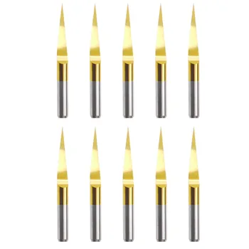 

10Pcs/Set Titanium Coated Carbide PCB Engraving CNC Bit Router Tools 10* 0.1mm Nice Gifts #20/22W