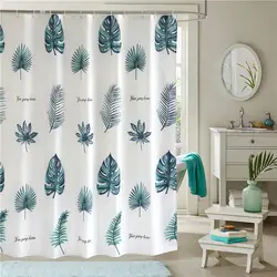 Ванная комната декоративные ткани Шторы s листьев Водонепроницаемый полиэстер Полосатый душ Шторы