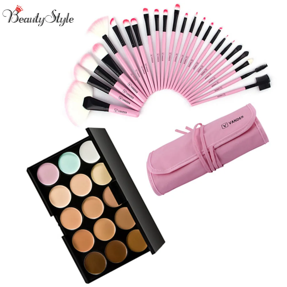 

15 Colors Contour Face Cream Makeup Cosmetic Concealer Palette Make Up Kits + 24pcs Professional Maquiagem Makeup Brushes Sets