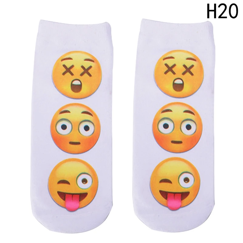 1 пара носков унисекс с 3D Цифровым принтом, дышащие эластичные носки с улыбающимся лицом, подарки влюбленным, носки-лодочки 1220