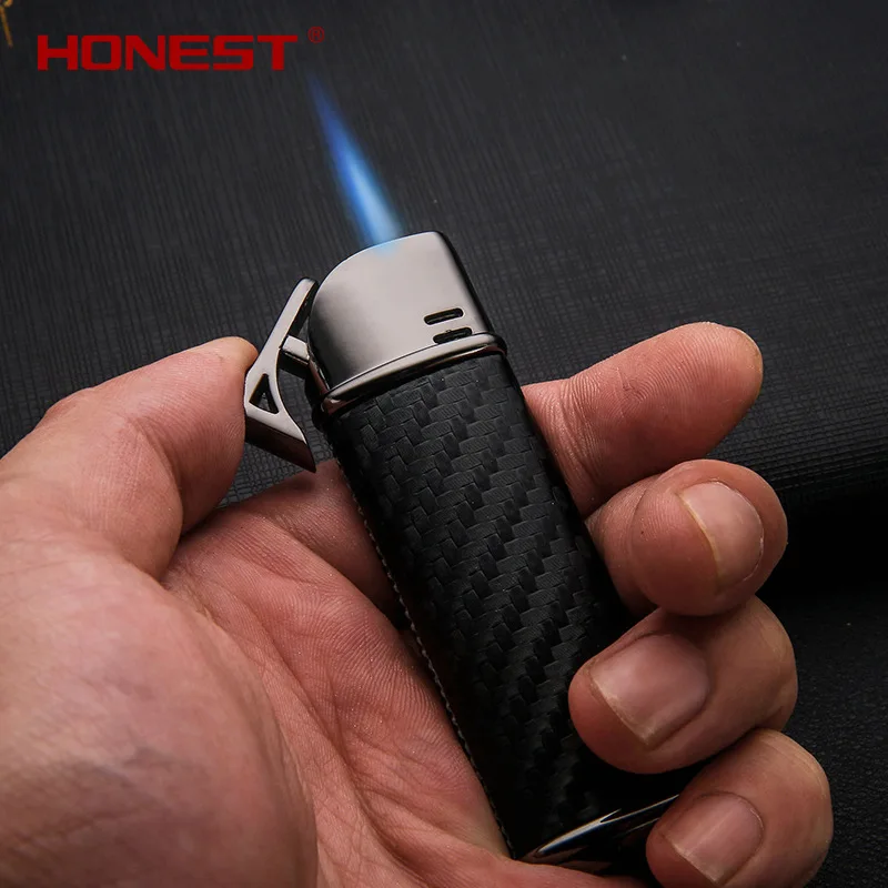  Dermis Windproof Gas Lighter Butane Metal Straight Torch Lighter Creative Petrol Lighter Gadgets Fo