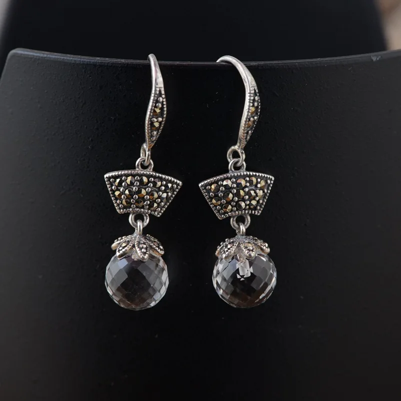 

New jewelry line S925 silver inlaid white crystal silver female style antique style wholesale