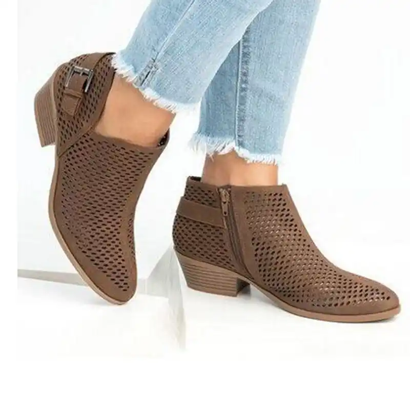 Leather Shoes Women Summer Style Ankle 
