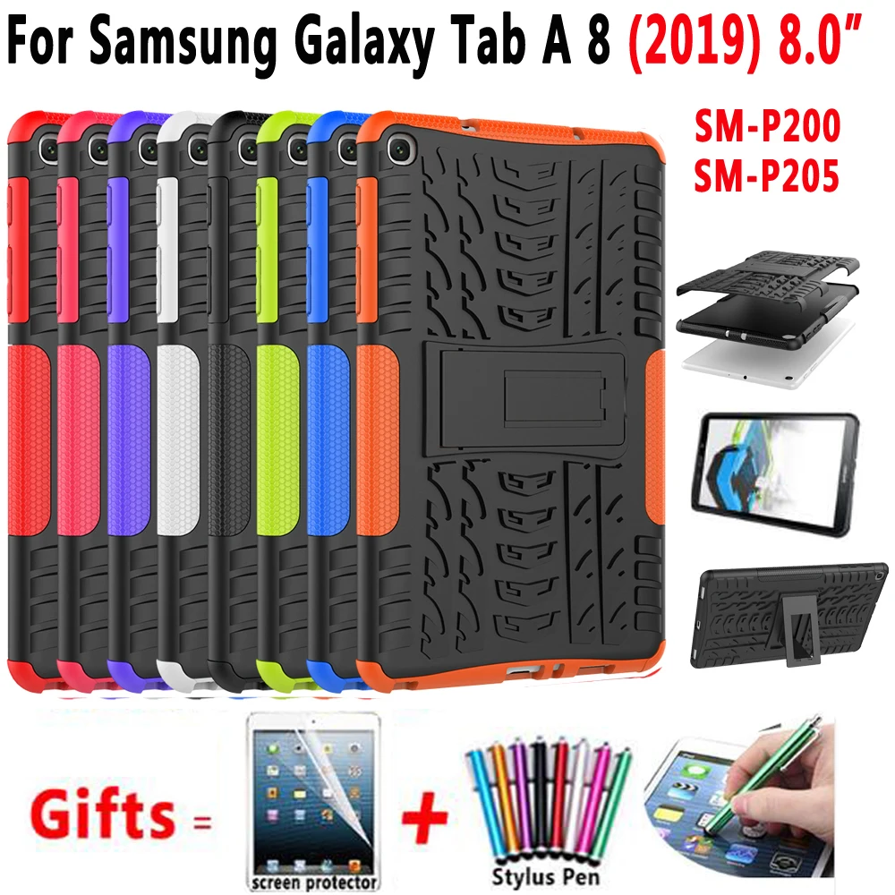 

Case for Samsung Galaxy Tab A 8 2019 with S Pen Plus 8.0 SM-P200 SM-P205 P200 Cover Funda Silicone Shockproof Shell +Film+Pen