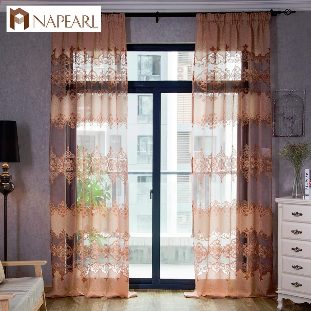 Buy Tulle curtain burnout jacquard luxury transparent