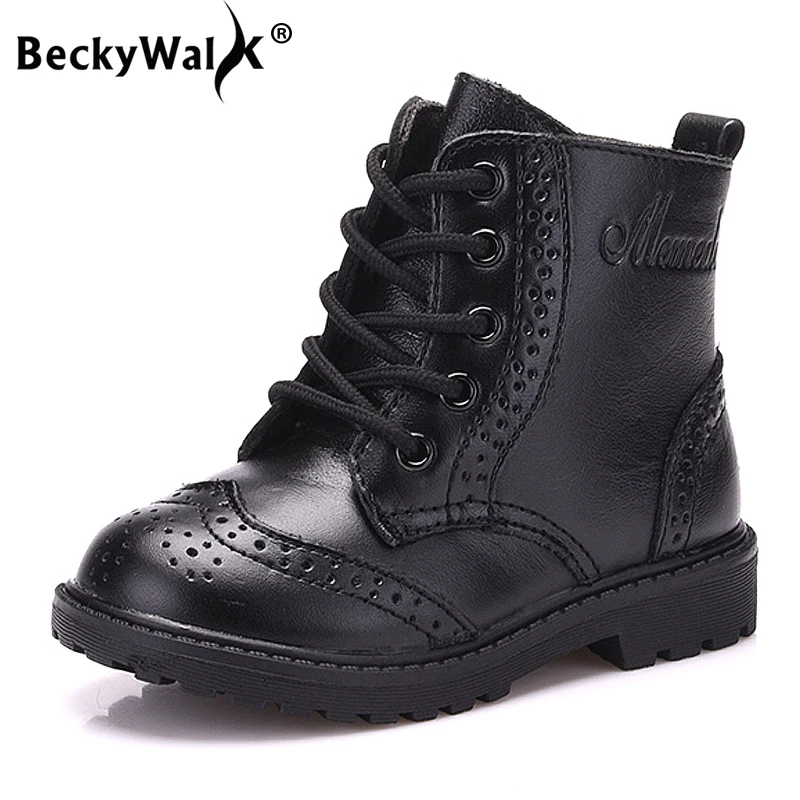 Детские зимние ботинки BeckyWalk из натуральной кожи осенние Martin для девочек и