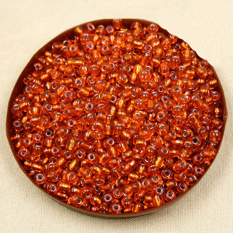 Factory price 80g/lot 4mm Orange DIY Glass Loose Seed Beads with silver inner line for Jewelry Making photo