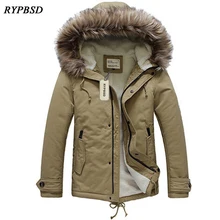 Mens Long Coat Army Green Thick Warm Mens Winter Parkas with Fur Hooded Casual Liner Long Thick Parka Mens Outwear Winter