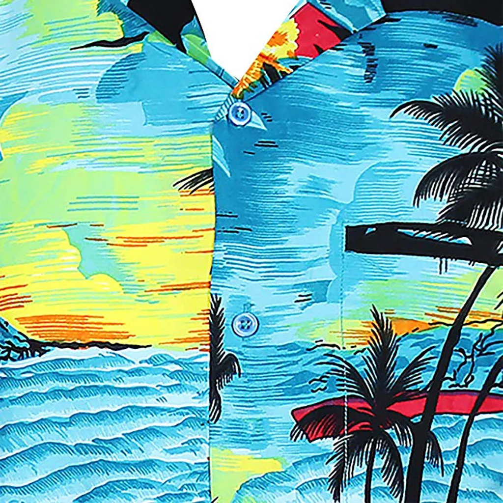 Fashsiualy, рубашки больших размеров, 3XL, модные мужские повседневные рубашки на пуговицах с гавайским принтом, пляжные рубашки с коротким рукавом, быстросохнущие топы, блузки, рубашки для мужчин