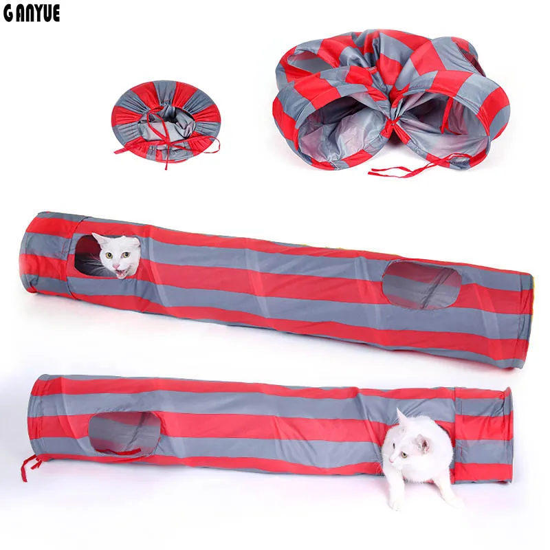 GANYUE Foldable Pet Cat Tunnel Toy Cat 4 Holes Play Roll Tunnel