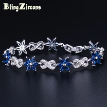 BeaQueen нежный темно-синий прекрасный цветок теннисные браслеты маркиза кубический циркон камень модные украшения для женщин вечерние B161