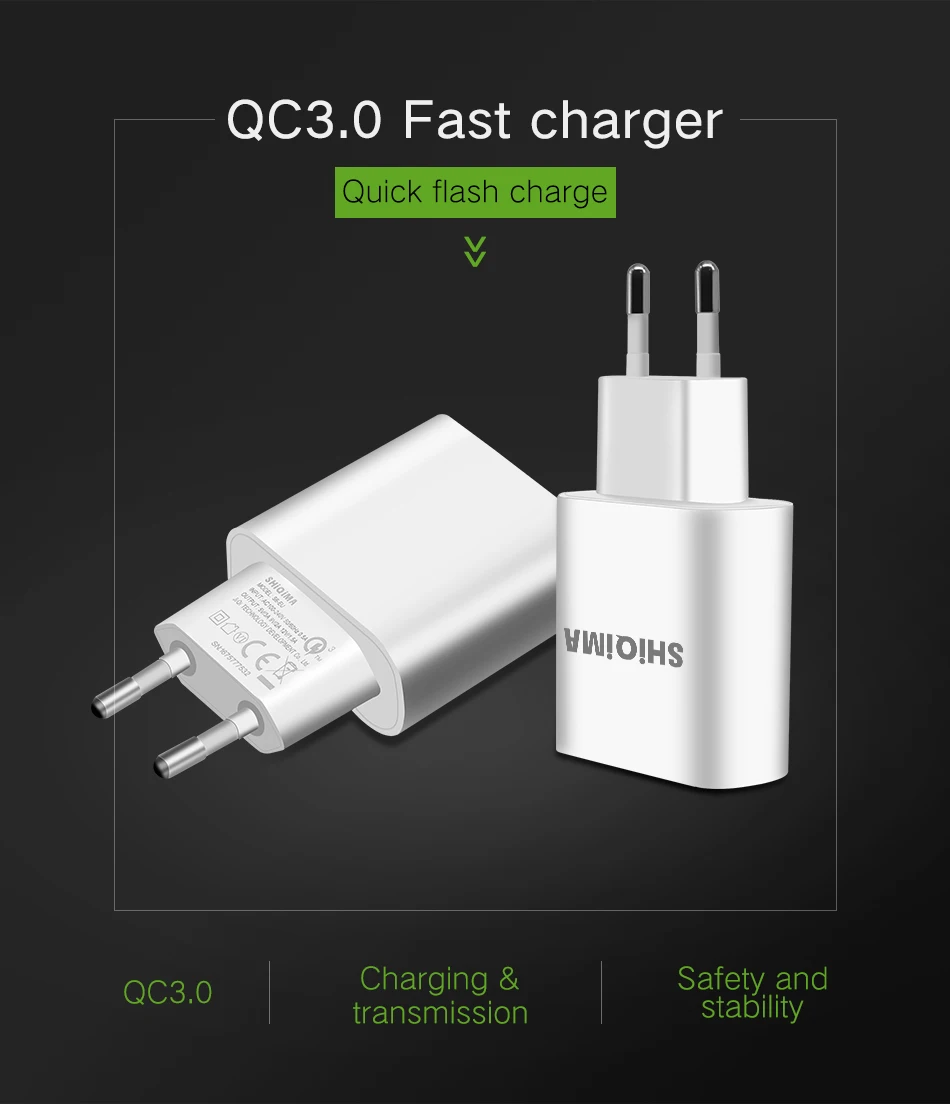 4SHiQiMA Fast Charger Quick Charge Dual QC 3.0 USB Phone Universal wall Travel Charger For Samsung galaxy S9 For Xiaomi Redmi 4x