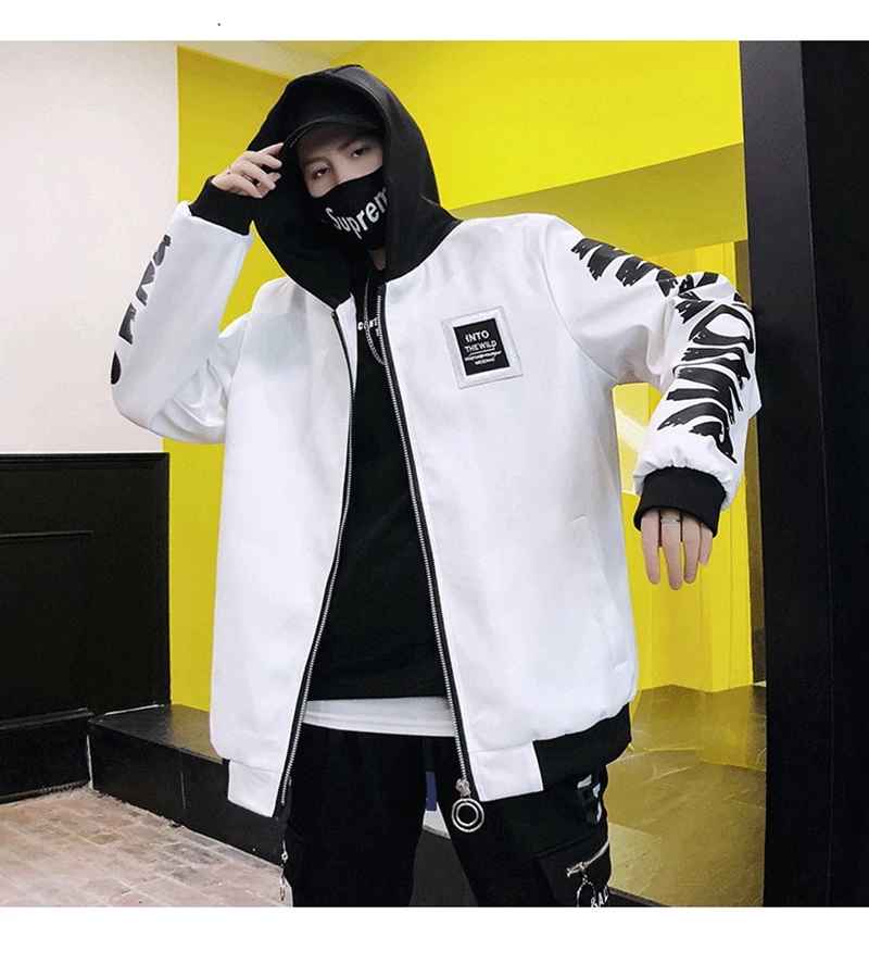 Patchwork Oversize Windbreaker Pullover Jackets Male Coats Vintage Varsity Jacket   (6)