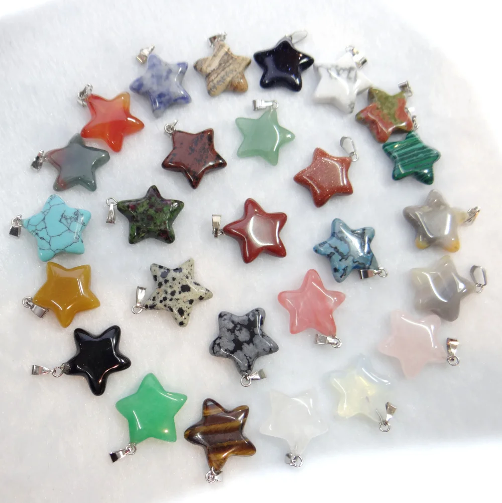 Natürliche stein lapis Quarz Kristall tigerauge aventurin Unakite star Anhänger für diy Schmuck machen halskette Zubehör 12PCS