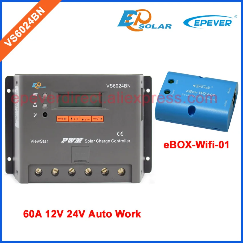 

60A PWM EPEVER VS6024BN 60amp controller for 12v 24v system work automatic with wifi for Android phone use
