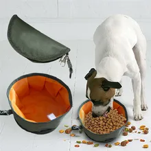 Waterpoof Canvas Folding Pet Cat Food Bowl Dogs Food Water Bowl Outdoor Portable Folding Dog Bowl