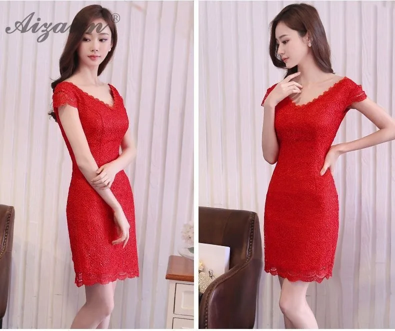Весенняя мода Красный невесты короткие Cheongsam современный для женщин Китайский свадебное платье Qipao мини Chinoise Вечерние платья Тонкий Ци Пао