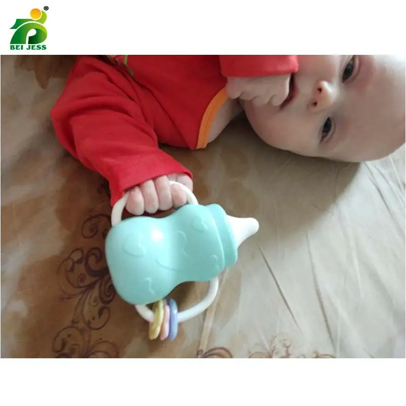 5 Pcs / set Baby Rattles Cartoon Lollipop Bottles of soft silicone plastic Hand bell 0-12 Months Newborn Education Toys
