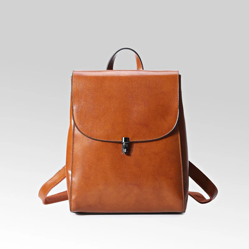 Женские школьные сумки из натуральной кожи для девочек-подростков, сумка через плечо, женский рюкзак, женский маленький рюкзак высокого качества, брендовый рюкзак - Цвет: Brown