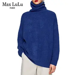 MAX Lulu 2017 Испания Брендовая Дизайнерская обувь вязаная одежда женские длинные Пуловеры для женщин Водолазка свободные женские Свитер для