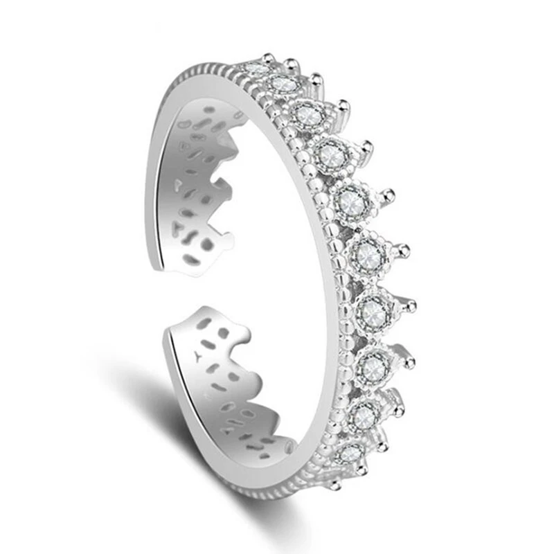 

Luxury AAA Zircon Ring Temperament Women Silver Jewelry Roman Crown Rings Fashion Simple 2018 New High-grade Jewelry