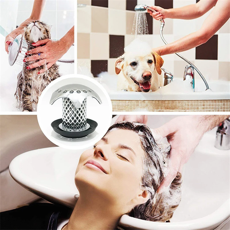 New Stainless Steel Hair Catcher Stopper Bathtub Shower Strainer Tub