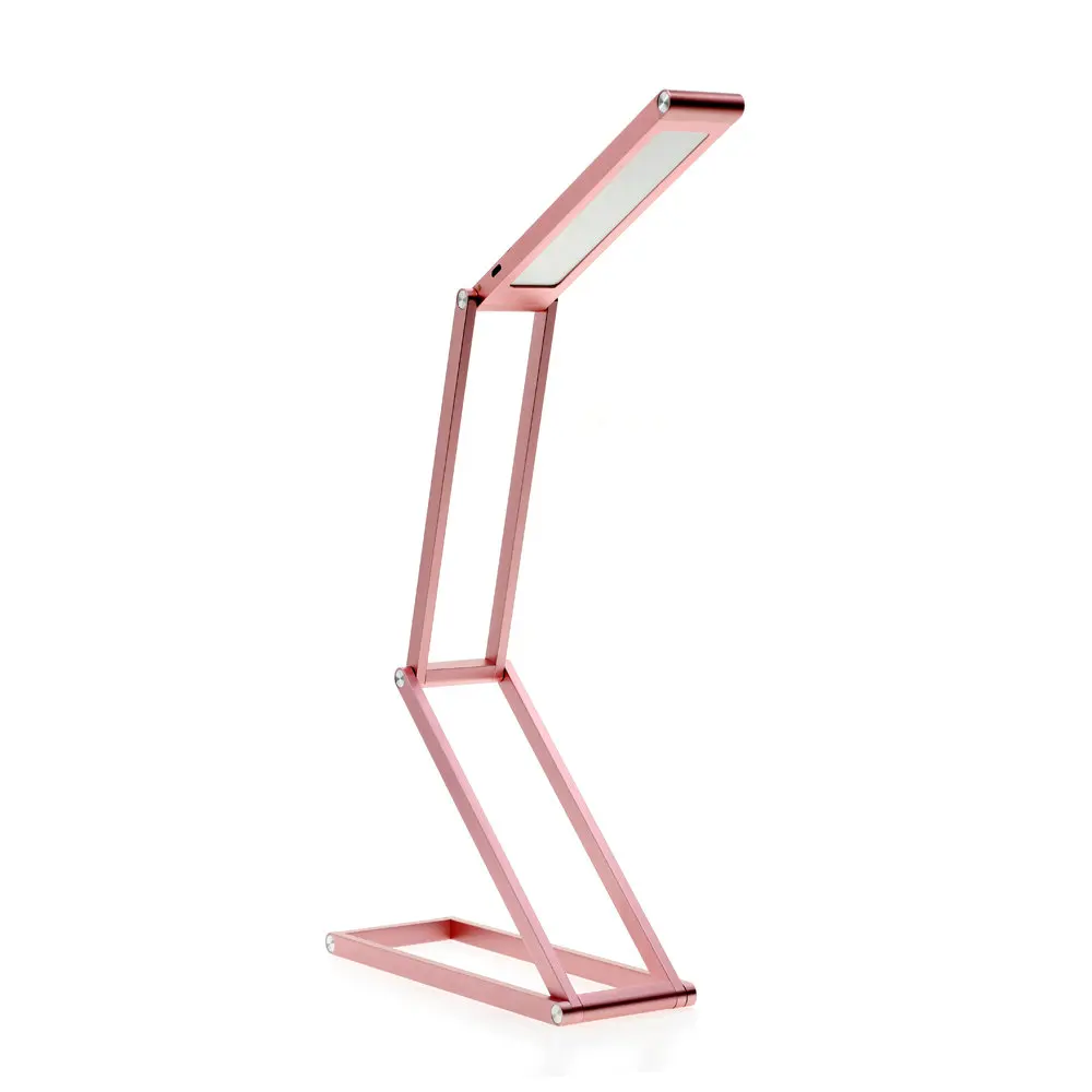 Трансформаторы светодиодный настольный светильник 2 уровня диммируемая переносная настольная лампа встроенный аккумулятор алюминиевый сплав складной ночник - Цвет корпуса: Pink