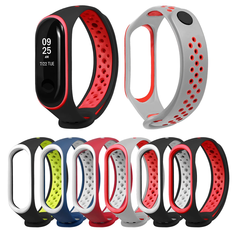 Спортивный ремешок для Xiaomi Mi Band 3 силиконовый браслет смарт часов