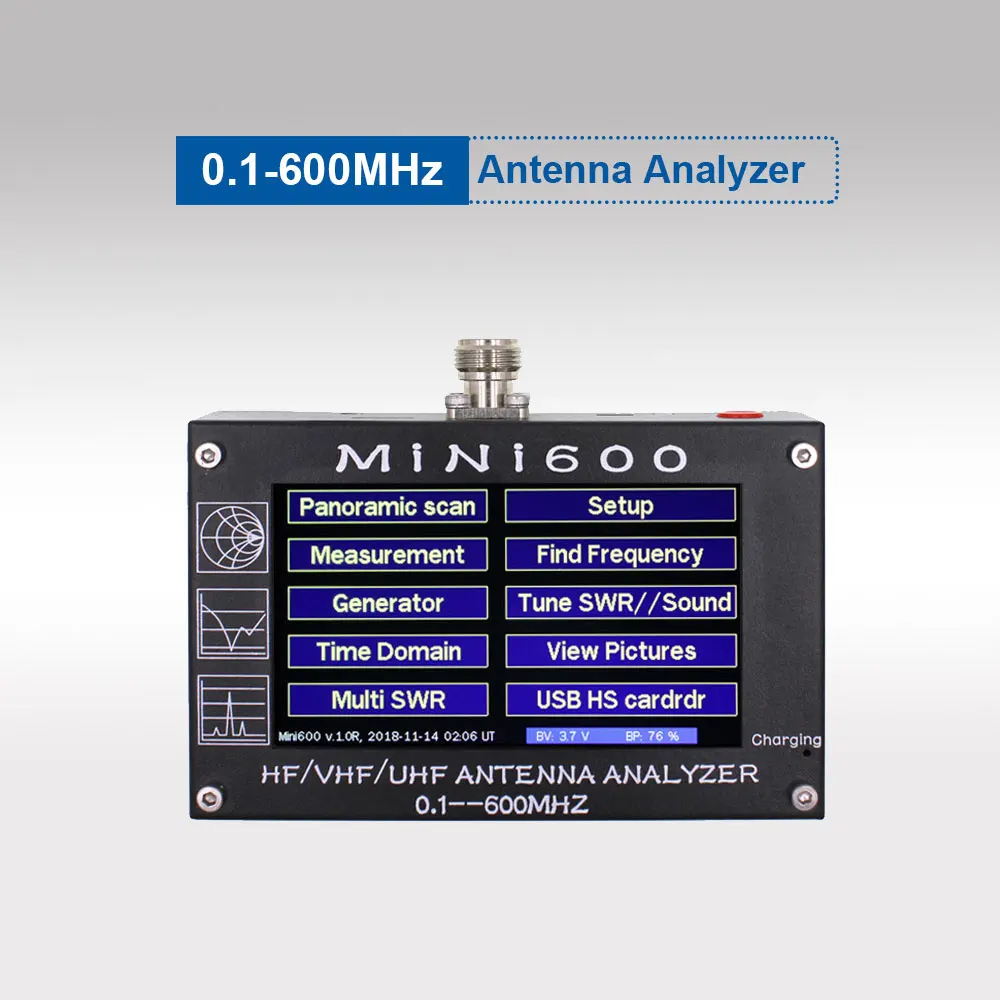 MINI600 5 V/1.5A HF VHF UHF антенна анализатор 0,1-600 MHZ счетчик частоты КСВ метэ 0,1-1999 с 4," TFT lcd сенсорный экран