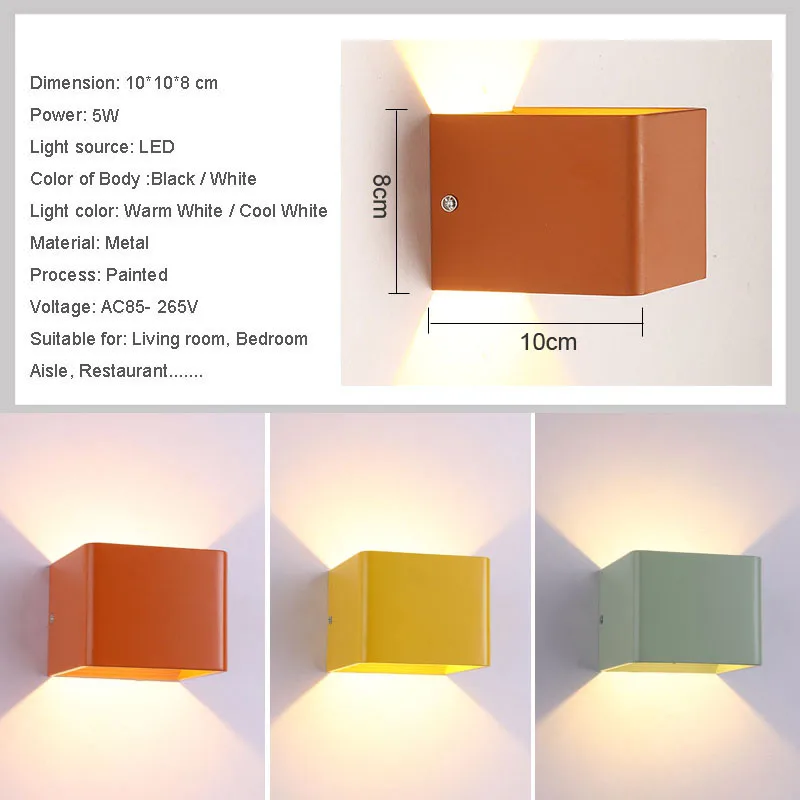 Светодиодный настенный светильник 5 Вт AC 85-240 В, современные настенные светильники для спальни в помещении, столовой, коридора, освещения из алюминия