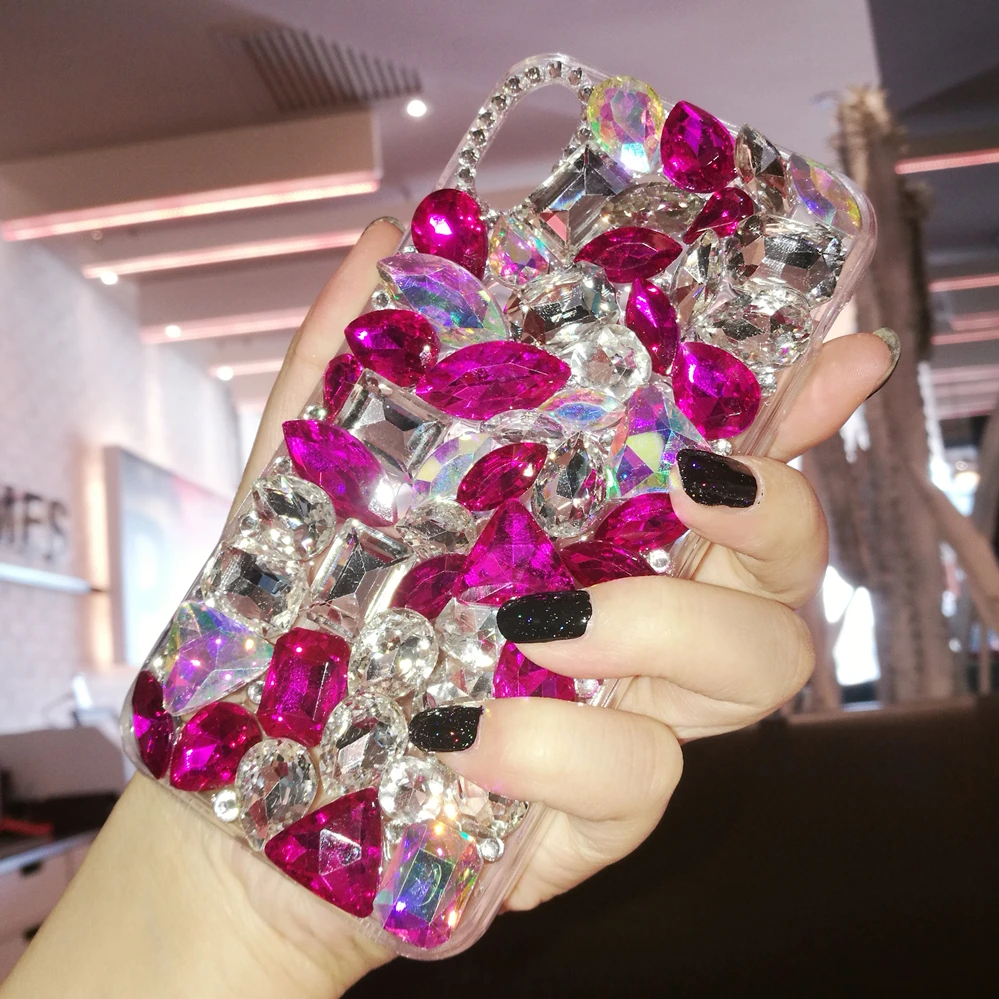 Роскошные Чехлы с кристаллами и драгоценными камнями, стразы для iphone 11 Pro max X XS MAX XR, мягкий чехол для телефона с прозрачными краями для iphone 5S, 6 S, 7, 8 PLUS