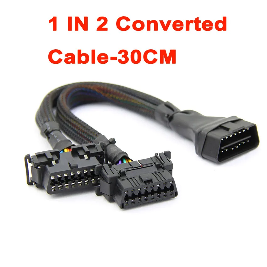 50 см OBD OBD2 кабель 1 в 3 конвертированный кабель OBD2 плоский удлинитель 16Pin диагностический сканер OBD2 мужского и женского пола ELM327 V1.5