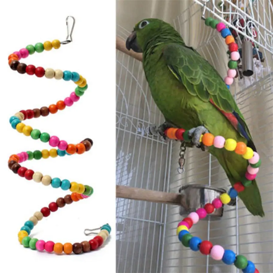 

1PCS Colorful Pets Birds Toy Parrot Parakeet Cockatiel Scratcher Wood Climb Cableway Bird Hanging Swing Toy Papegaaien Speelgoed