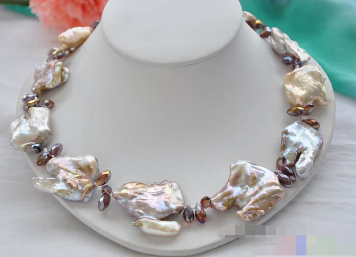 

FREE SHIPPING>@@> 0658 LAVENDER BAROQUE KESHI REBORN PEARL faceted crystal NECKLACE