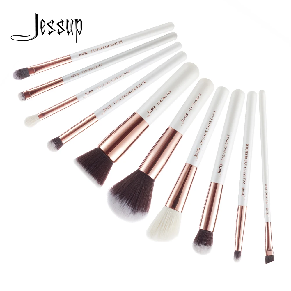 

Jessup 10pcs Brushes Professional Makeup Brushes Set Makeup Brush Tools kit Foundation Powder Buffer Cheek Shader T216
