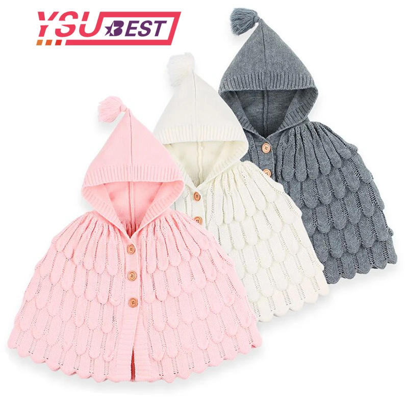 

2019 Autumn Girls Cardigan Fashion Baby Toddler Girls Cloak Sweater Kids Cute Hooded Knitted Sweater Cloak Children Clothing
