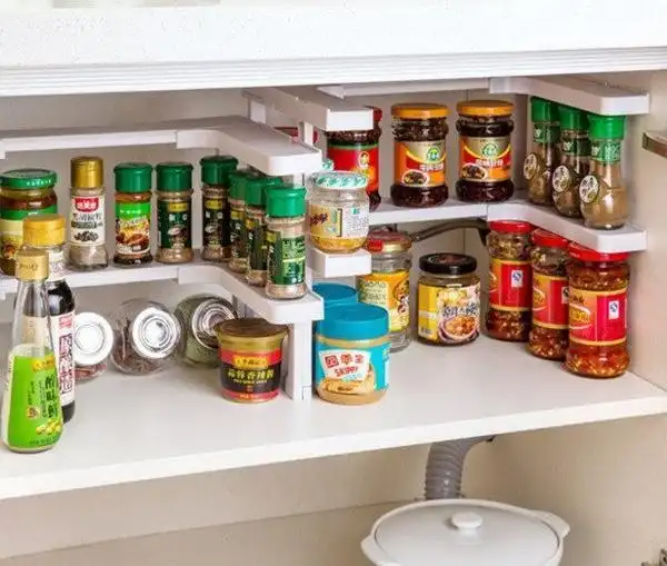 2 Layers Adjustable Spice Rack Countertop Organizer For Cabinet