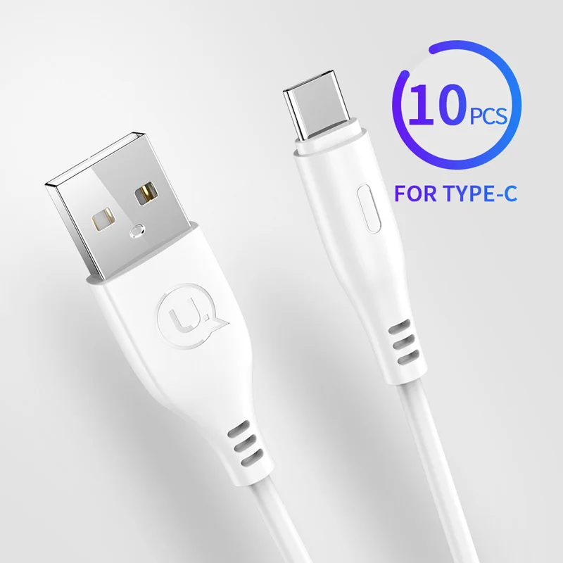 White Type C Cable USAMS type-C кабель, 10 шт оптом 1 м/2 м кабель для мобильного телефона для samsung S9 Xiaomi 2A Быстрая зарядка данных USB кабель USB C кабель - Цвет: White Type C Cable