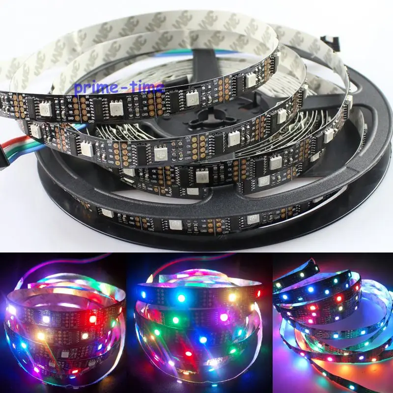 DC5V WS2801 32LED/M 160LEDs 32 WS2801IC/M 5M 5050 SMD Non-waterproof WS2801 LED Strip 12mm Black PCB Individually Addressable