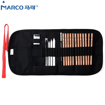 

MARCO 7500 Charcoal Earser Knife Drawing Pencils Set Colors Art Drawing Pencils for Writing Drawing and Sketching Canvas Bag Set