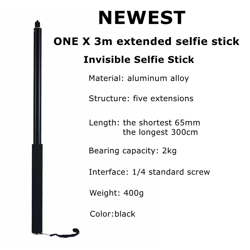 New 3m Aluminum Alloy Pole Super Long Telescopic Selfie Stick For Insta360 ONE RS R X2 For GoPro Hero 10 9 8 7 6 Max Accessories