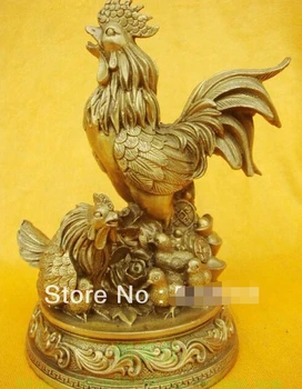 

ZSR914+++Chinese Bronze brass Chicken Rooster Statue Figure 6"H