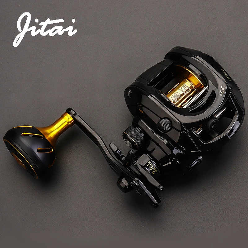 

JITAI Baitcasting Fishing Reel Dual Brake System 7.0:1 High Speed CNC Extended Handle Knob 8Kg Carbon Fiber Drag Reel Fishing